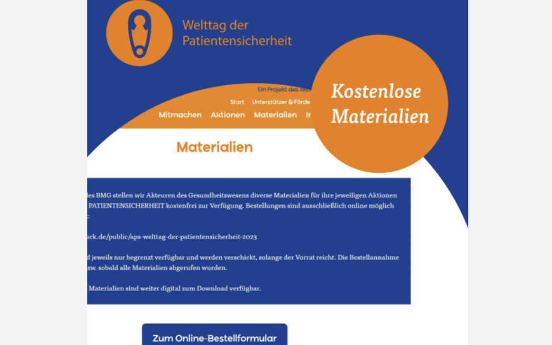 Kostenfreie Unterstützung mit Materialien für den Welttag der Patientensicherheit 2023