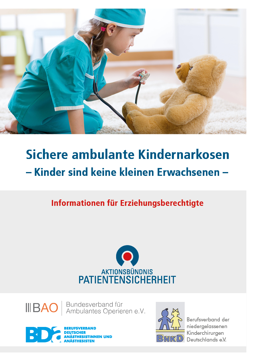 Neue Elterninformation: Sichere ambulante Kindernarkosen